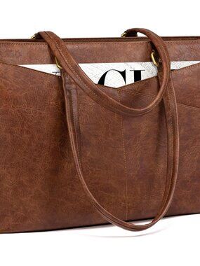 Laptop Tote Bag for Women,Leather Work Computer Briefcase Bag | 15.6 Inch Tote B